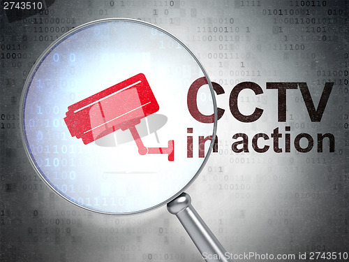 Image of Protection concept: Cctv Camera and CCTV In action with optical