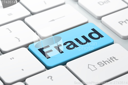 Image of Protection concept: Fraud on computer keyboard background