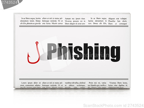 Image of Safety news concept: newspaper with Phishing and Fishing Hook