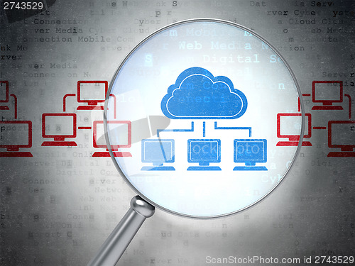 Image of Cloud computing concept: Cloud Technology with optical glass on