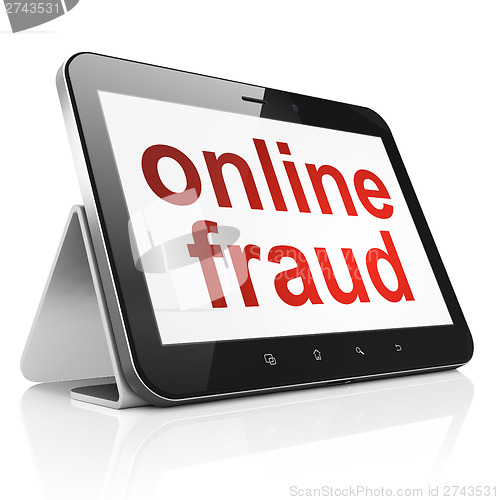 Image of Safety concept: Online Fraud on tablet pc computer