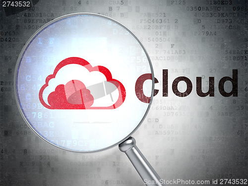 Image of Cloud technology concept: Cloud and Cloud with optical glass