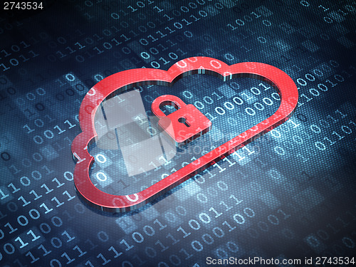 Image of Cloud technology concept: Red Cloud Padlock