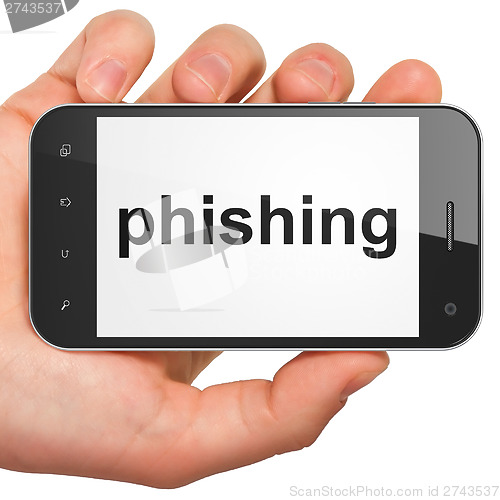 Image of Privacy concept: Phishing on smartphone