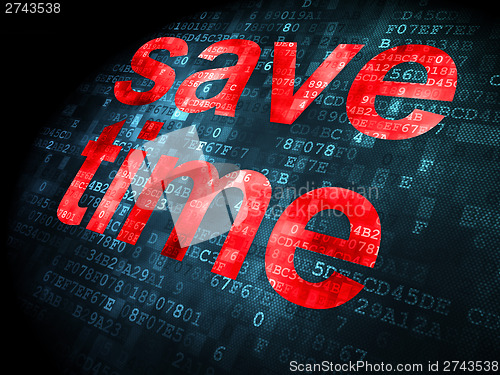 Image of Timeline concept: Save Time on digital background