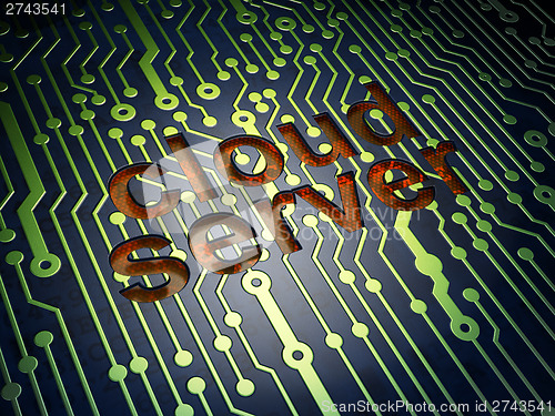 Image of Cloud computing concept: Cloud Server on circuit board backgroun