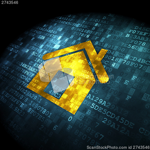 Image of Protection concept: Home on digital background