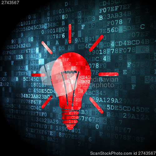 Image of Finance concept: Light Bulb on digital background