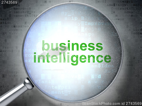 Image of Business concept: Business Intelligence with optical glass