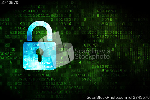 Image of Data concept: Closed Padlock on digital background