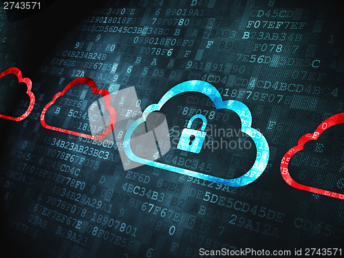 Image of Cloud technology concept: Cloud With Padlock on digital backgrou