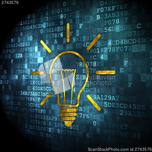 Image of Business concept: Light Bulb on digital background