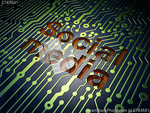 Image of Social media concept: Social Media on circuit board background