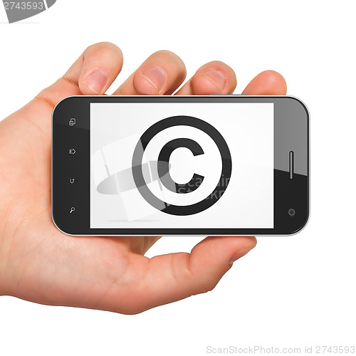 Image of Law concept: Copyright on smartphone