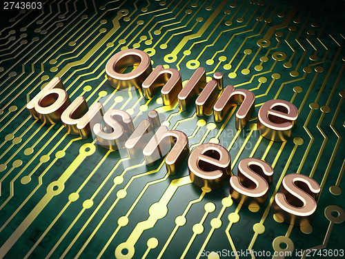 Image of Finance concept: Online Business on circuit board background