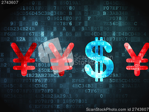 Image of Currency concept: Dollar And Yen on digital background