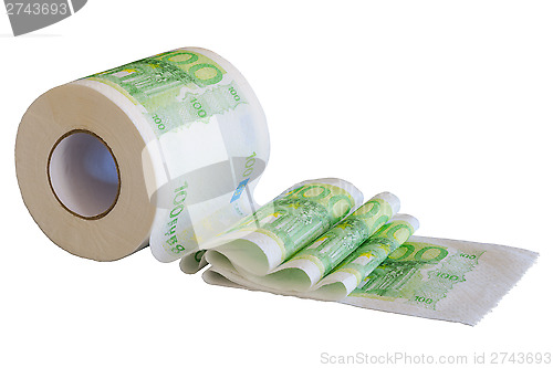 Image of European money paint on toilet paper