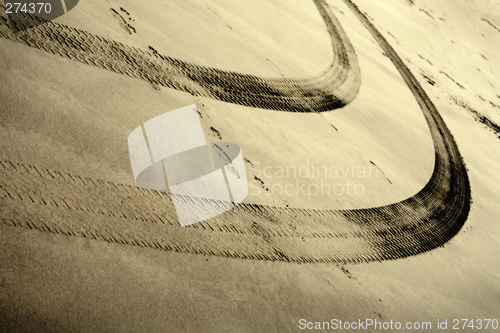 Image of Tire Tracks in the Sand