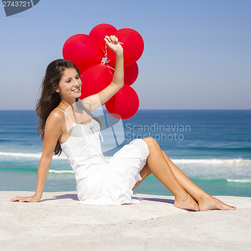 Image of Girl with red ballons