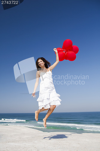Image of Jumping with red ballons
