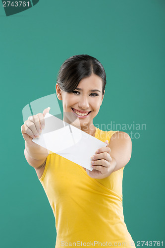 Image of Holding  a white paper card