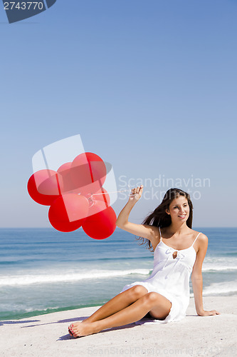 Image of Girl with red ballons