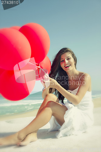 Image of Girl with red ballons
