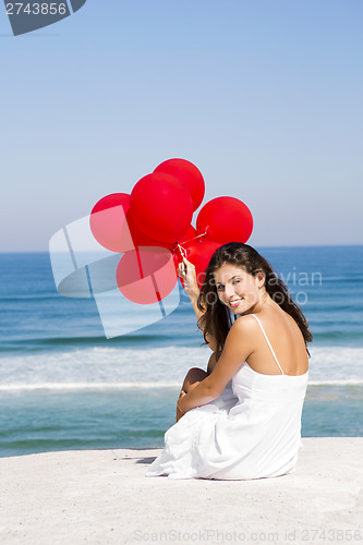 Image of Girl with red ballons