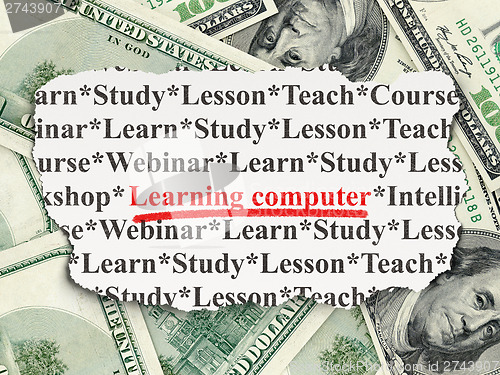 Image of Education concept: Learning Computer on Money background