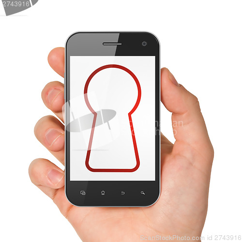 Image of Data concept: Keyhole on smartphone