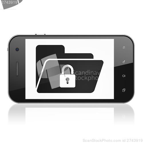 Image of Business concept: Folder With Lock on smartphone