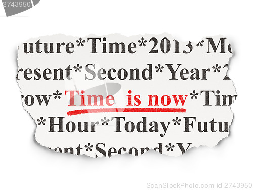 Image of Timeline concept: Time is Now on Paper background