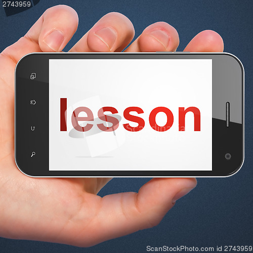 Image of Education concept: Lesson on smartphone