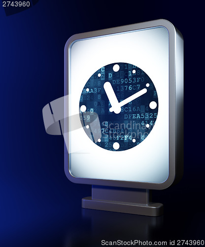 Image of Time concept: Clock on billboard background