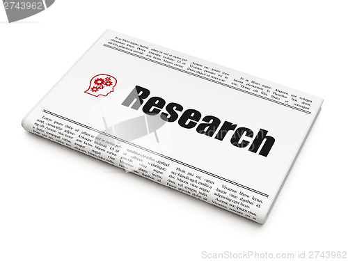 Image of Marketing news concept: newspaper with Research and Head With Ge