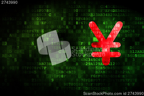 Image of Currency concept: Yen on digital background