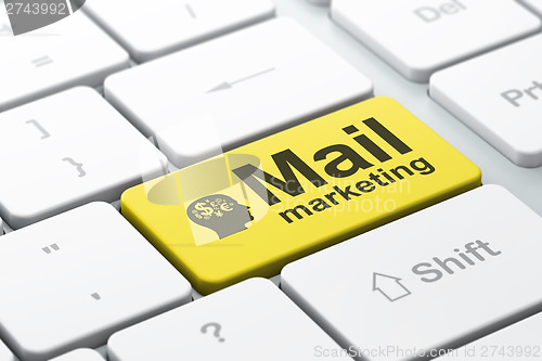 Image of Marketing concept: Head With Finance Symbol and Mail Marketing o