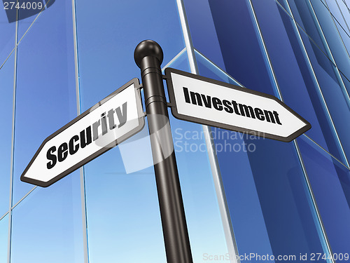 Image of Privacy concept: Investment Security on Building background