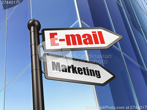 Image of Marketing concept: E-mail Marketing on Building background