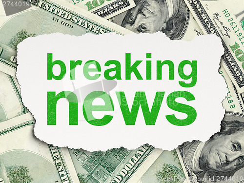 Image of News concept: Breaking News on Money background