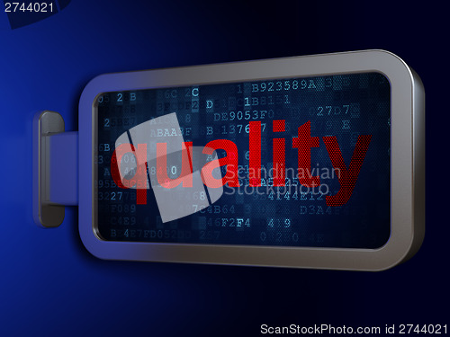 Image of Advertising concept: Quality on billboard background