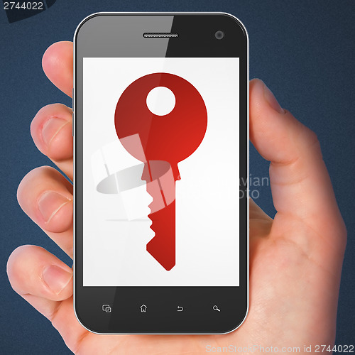 Image of Security concept: Key on smartphone