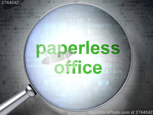 Image of Finance concept: Paperless Office with optical glass