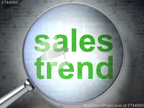 Image of Marketing concept: Sales Trend with optical glass