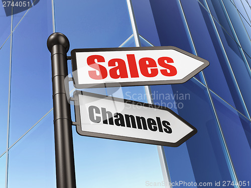Image of Marketing concept: Sales Channels on Building background