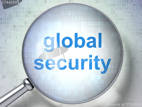 Image of Security concept: Global Security with optical glass