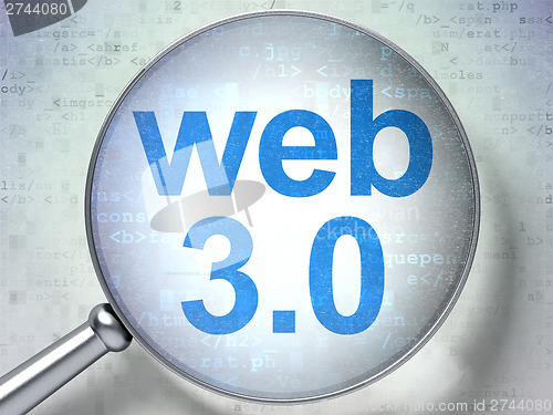 Image of SEO web development concept: Web 3.0 with optical glass