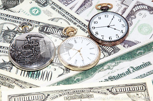 Image of Pocket watches and money