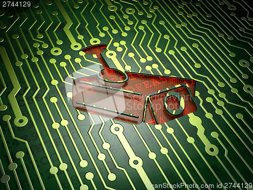 Image of Protection concept: Cctv Camera on circuit board background