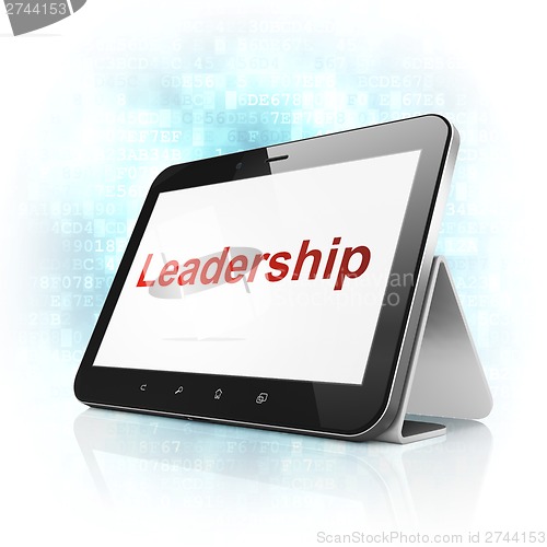 Image of Finance concept: Leadership on tablet pc computer